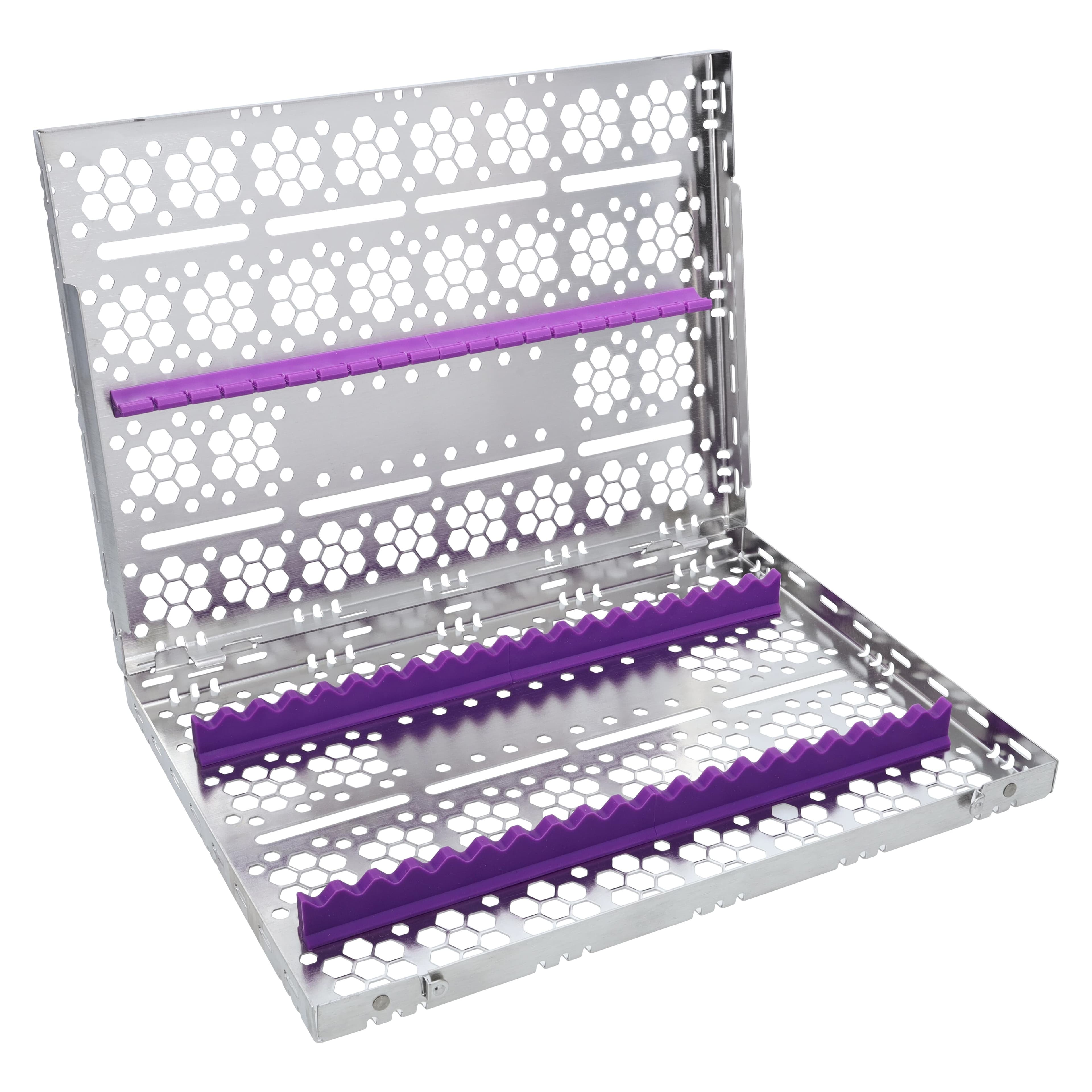 Nordent Cassette Large Single Sided Stainless Steel 20 Instruments, Purple, 8 in x 11 in x 1.25 in, CH3-20N7 - Cassette Large SS 20 Inst - Image 1
