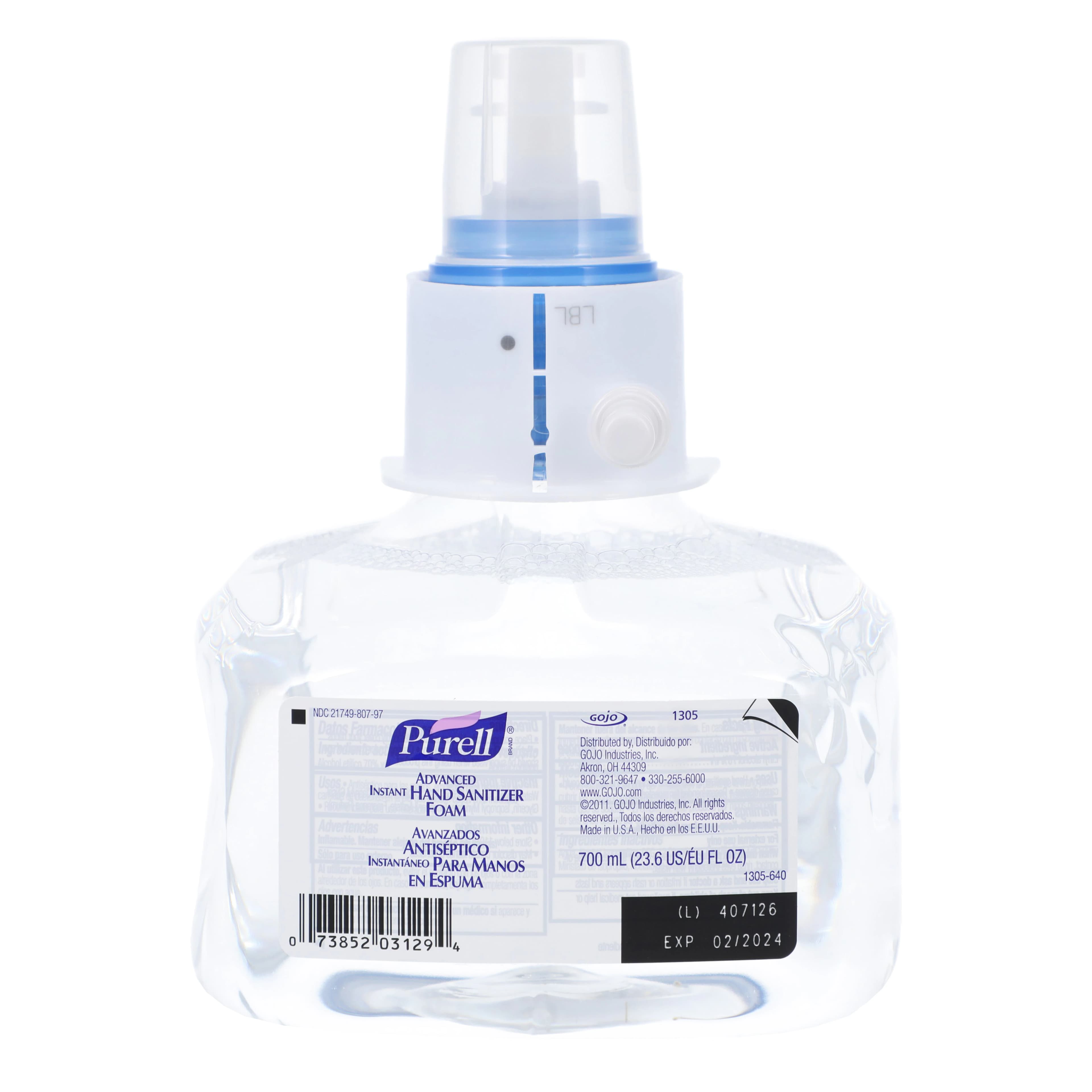 Purell Advanced Foam Instant Hand Sanitizer, 70% Ethyl Alcohol, 700 mL Refill for LTX-7 Dispenser - Purell Advanced Foam Instant Hand Sanitizer, 700 mL. Refill for LTX-7 - Image 1