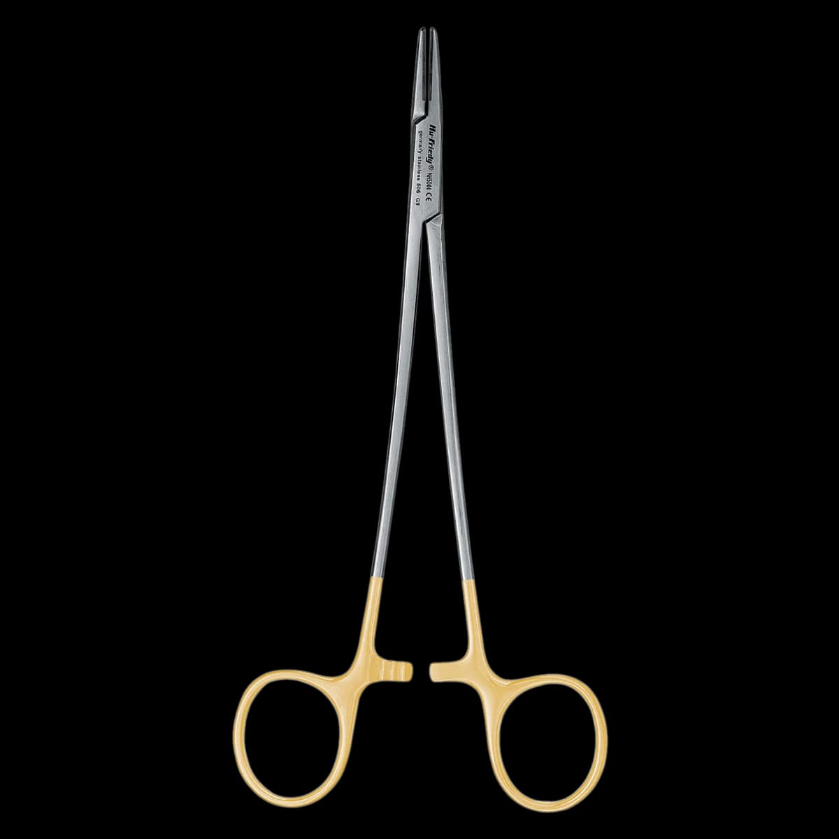 Hu-Friedy Mayo-Hegar Delicate Perma Sharp Needle Holder, 7" (18 cm), Gold Plated, Tungsten Carbide, NH5044 - Needle Holder Delicate Mayo-Hegar Perma Sharp - Image 1