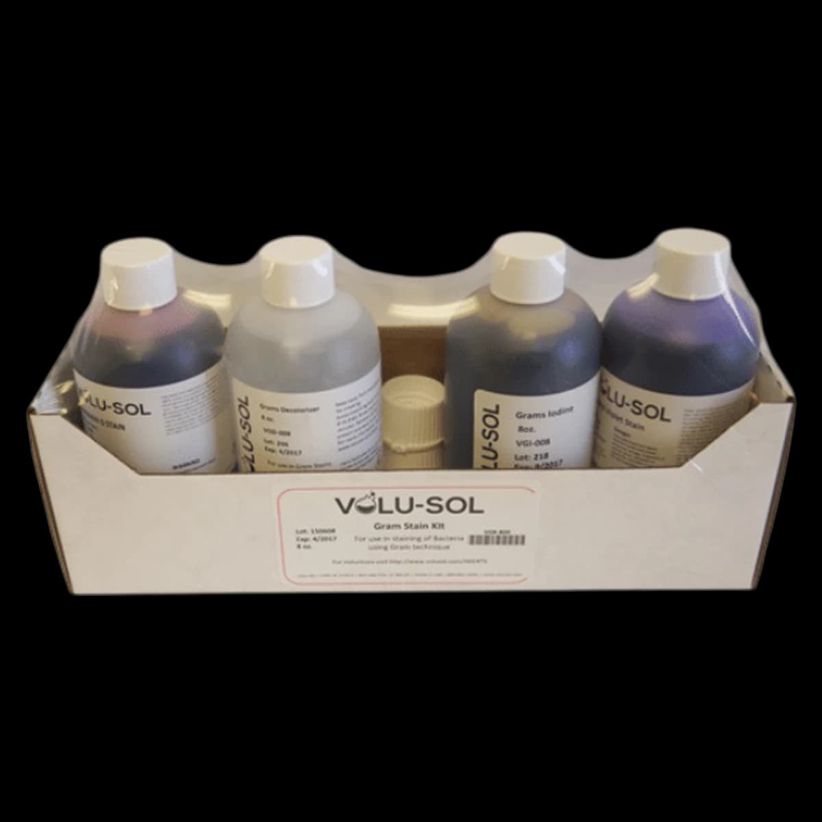 Volu-Sol Gram Stain Kit with Stabilized Iodine, 4 x 8 oz Bottles - Gram Stain Kit w/Stabilizer - Image 1