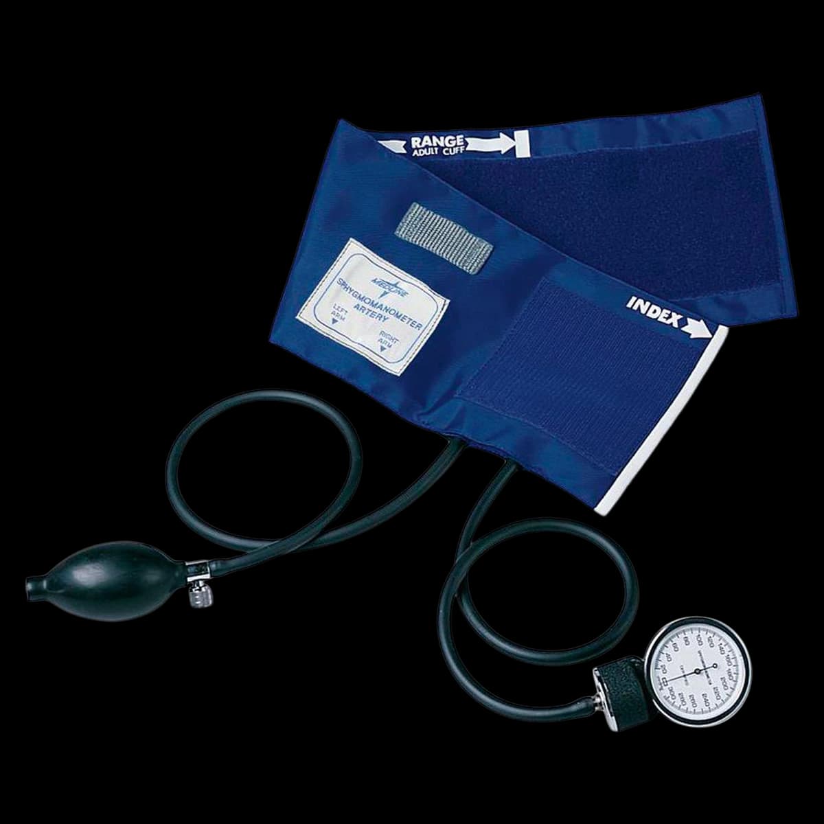 Medline PVC Handheld Aneroid Sphygmomanometer, Infant, Nylon Rangefinder Cuff, Latex-Free, Black, 1 Each - PVC Handheld Aneroid Infant - Image 1