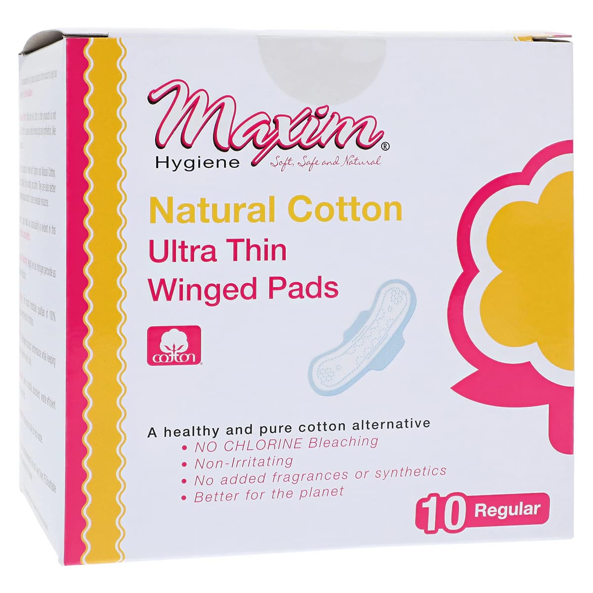 Maxim Hygiene Products Natural Daytime Sanitary Pads, Ultra Thin, Regular, Winged, White, Disposable, 120/Case - Natural Daytime Sanitary Pads - Image 1