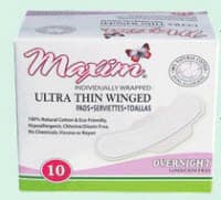 Maxim Hygiene Products Natural Overnight Sanitary Pads, Ultra Thin, Super Absorbency, Winged, White, Disposable, 120/Case - Natural Overnight Sanitary Pad - Image 1