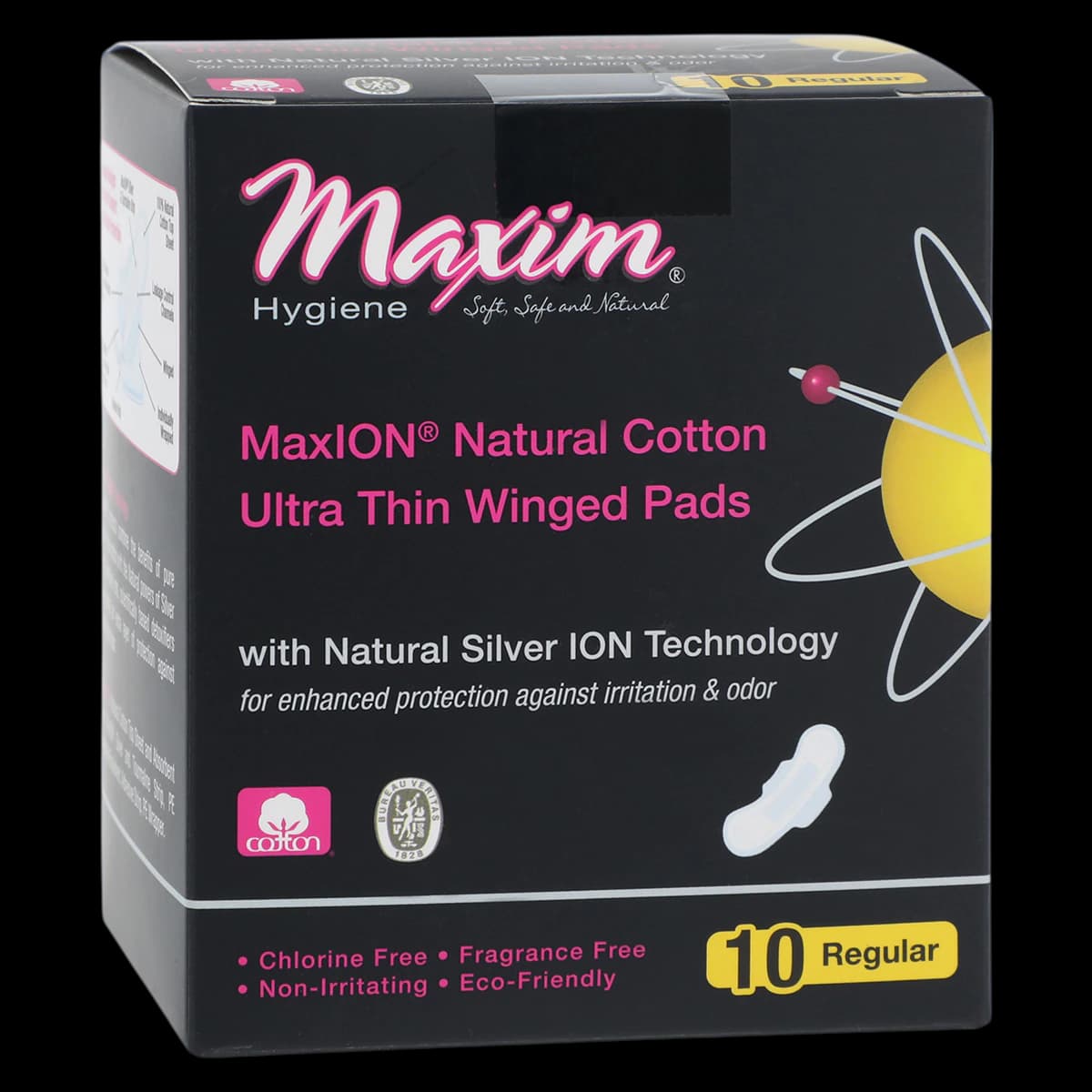 MaxION Ultrathin Wing Pads, Regular, Chlorine Free, White, 10/Pk - MaxION Ultrathin Wing Pads Reg - Image 1