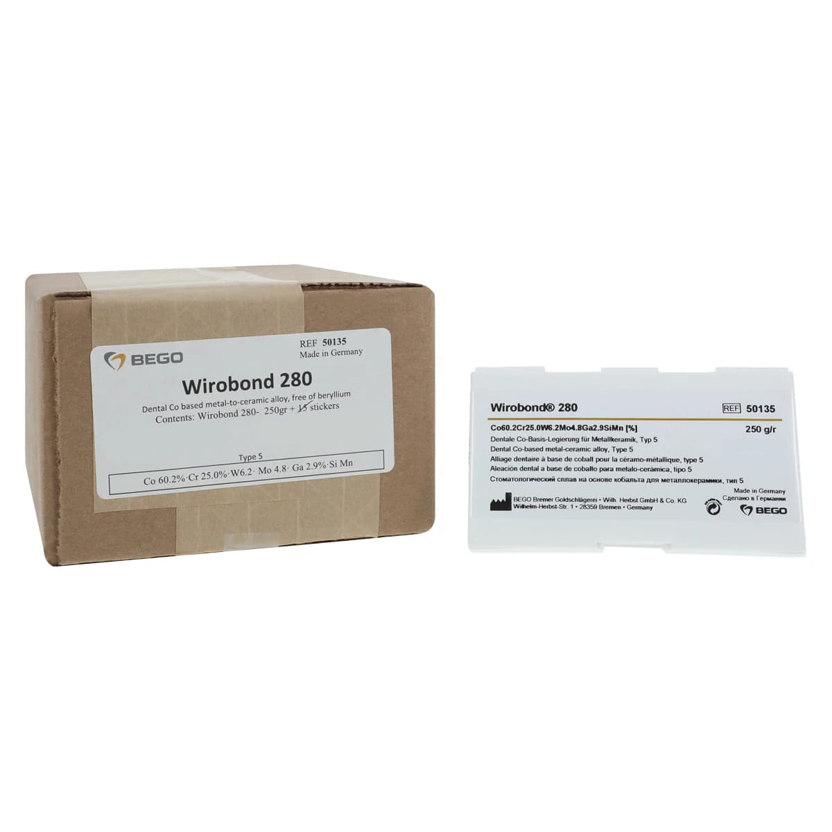 Wirobond® 280 Non-Precious Metal-Ceramic Alloy, 250g (8.8oz) - Wirobond® 280 250g 8.8oz - Image 1