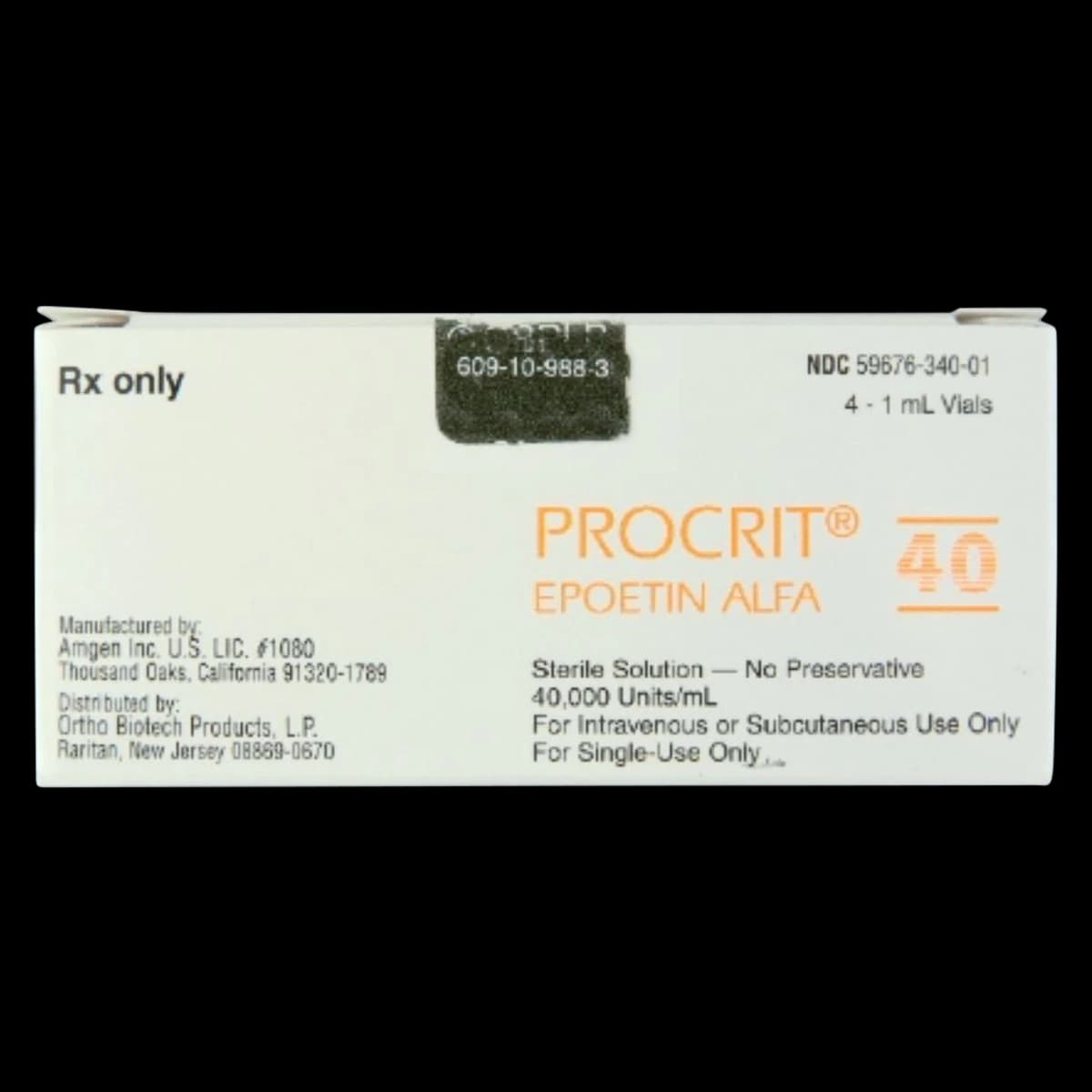 Procrit (Epoetin alfa) Injection, 40,000 units/mL, Single-Dose Vial, 1 mL, 4/Package - Procrit 40,000units Vial - Image 1