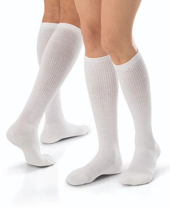 Jobst Sensifoot Compression Diabetic Socks, Knee High, Closed Toe, Large, Unisex, White - Stocking Knee Length White - Image 1