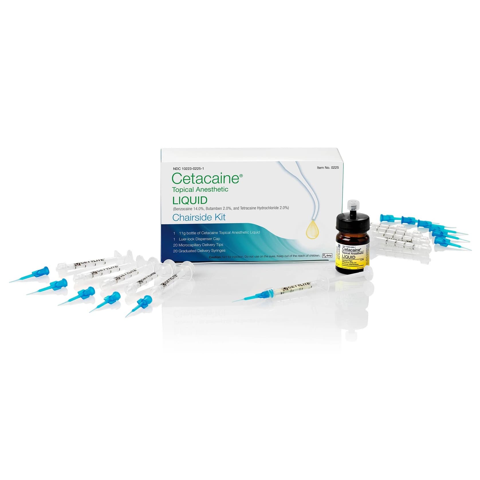 Cetacaine Topical Anesthetic Liquid Chairside Kit, 11g Bottle with 20 Delivery Syringes and 20 Microcapillary Tips, Banana Flavor, 0225 - Cetacaine® Topical Anesthetic Liquid 11g Chairside Kit - Image 1