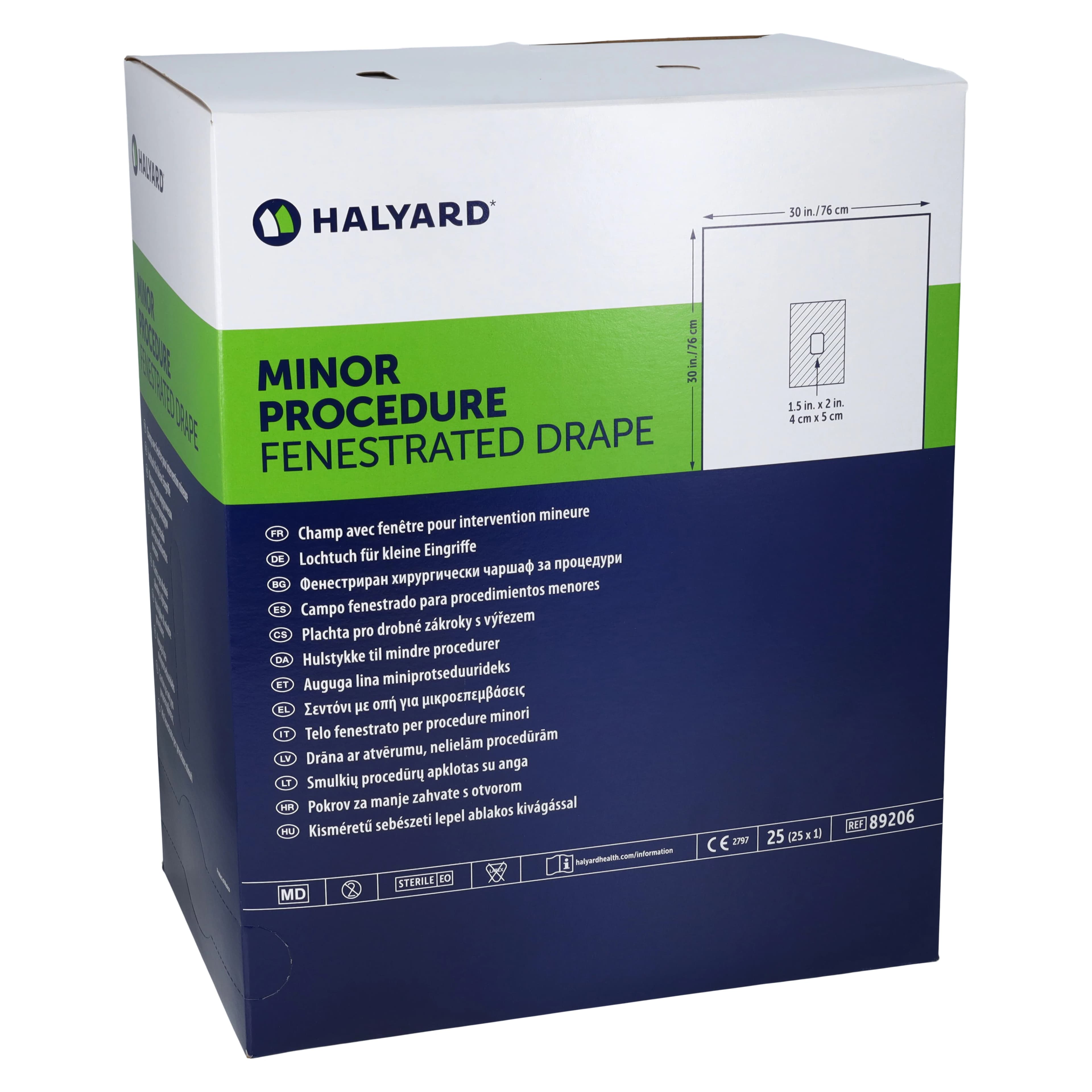 Halyard Sterile Fenestrated Minor Procedure Drape, 30" x 30", 1-1/2" x 2" Fenestration - Drape Fenestrated Sterile - Image 1
