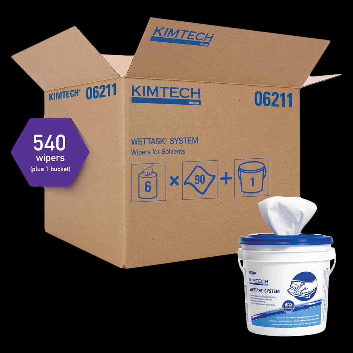 Kimberly-Clark WetTask DSX Roll Wiper, Disposable Spunlace, 12 in x 12.5 in, White, 6/Case, with Free Bucket, 06211 - WetTask DSX Roll Wiper - Image 1