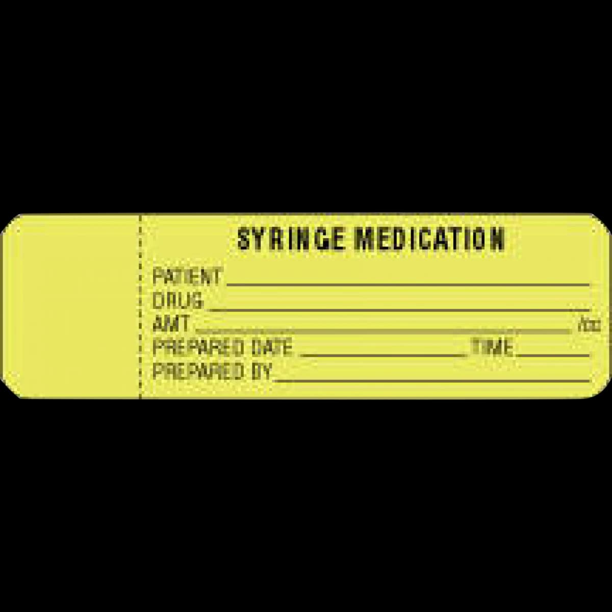 Precision Dynamics Syringe Medication Label, Fluorescent Yellow, 1" x 3", 1-1/2" Core, 1000/Roll - Label f/Syringe Medication 1X3 - Image 1