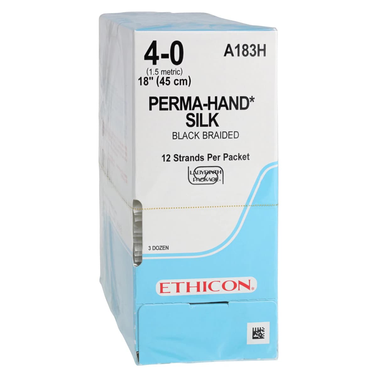 Ethicon Perma-Hand Silk Suture, Sutupak Pre-Cut, Size 4-0, 12-18", Black Braided, Non-Absorbable, 36/Box - ETHICON PERMA-HAND SILK SUTURES - Image 1
