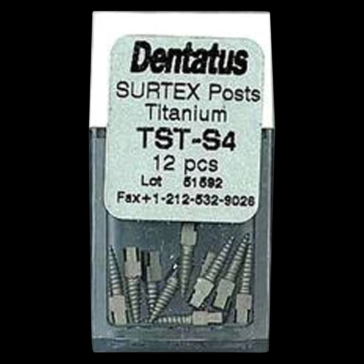 Dentatus Surtex Classic Surface-Treated Titanium Post Refill, Short, 1.50 mm Diameter, 7.8 mm Length, 12/Pkg, TST-S4 - SURTEX™ Surface-Treated Titanium Post Refill – Short, Length 7.8 mm, 12/Pkg - TST-S4, Diameter 1.50 mm, Length 7.8 mm - Image 1