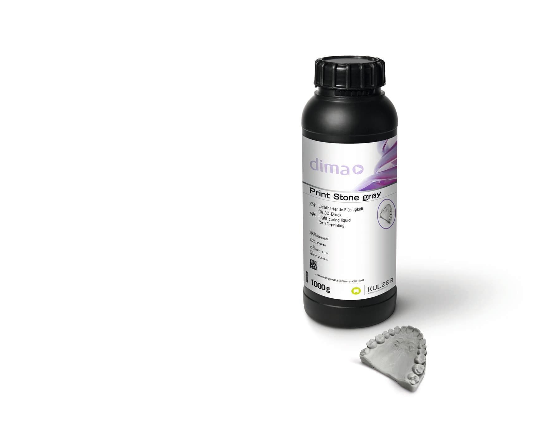 Kulzer dima Print Stone Gray 3D Printing Resin, 1000g Bottle, 1/Pk - dima 3D Print Resin Stone Material - Image 1