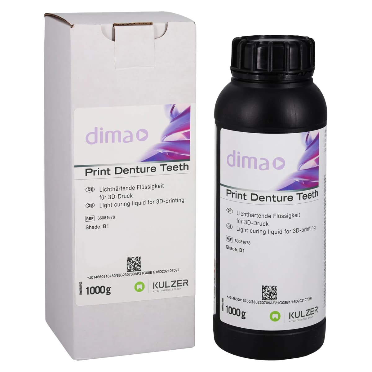 Kulzer dima Print Denture Teeth 3D Printing Resin, Shade B1, 1 Each (66081678) - dima 3D Print Denture Teeth Material - Image 1