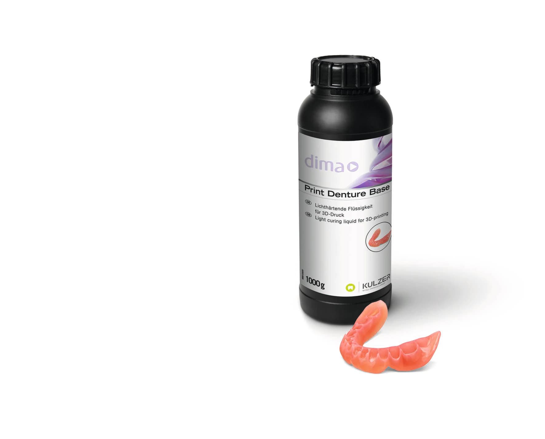 Kulzer dima Print Denture Base Resin Material, Light Reddish Pink, 1000g Bottle - dima 3D Print Denture Base Resin Material - Image 1