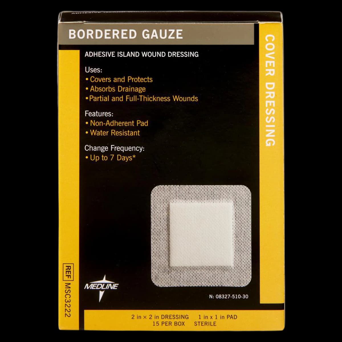 Medline Bordered Gauze Dressing, 2" x 2", Sterile, Small, Absorbent, Latex-Free - Dressing Gauze Bordered - Image 1