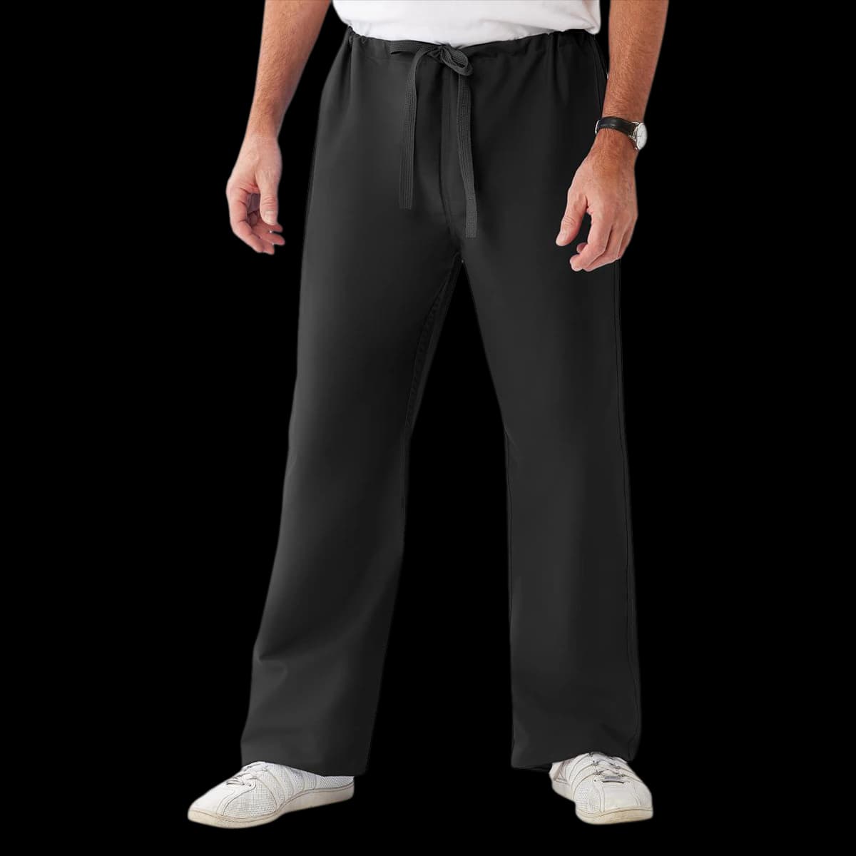 ComfortEase Unisex Reversible Scrub Pants with Drawstring, Small, Black, 65% Polyester/35% Cotton, 1 Ea - ComfortEase Unisex Reversible Scrub Pants with Drawstring - Image 1