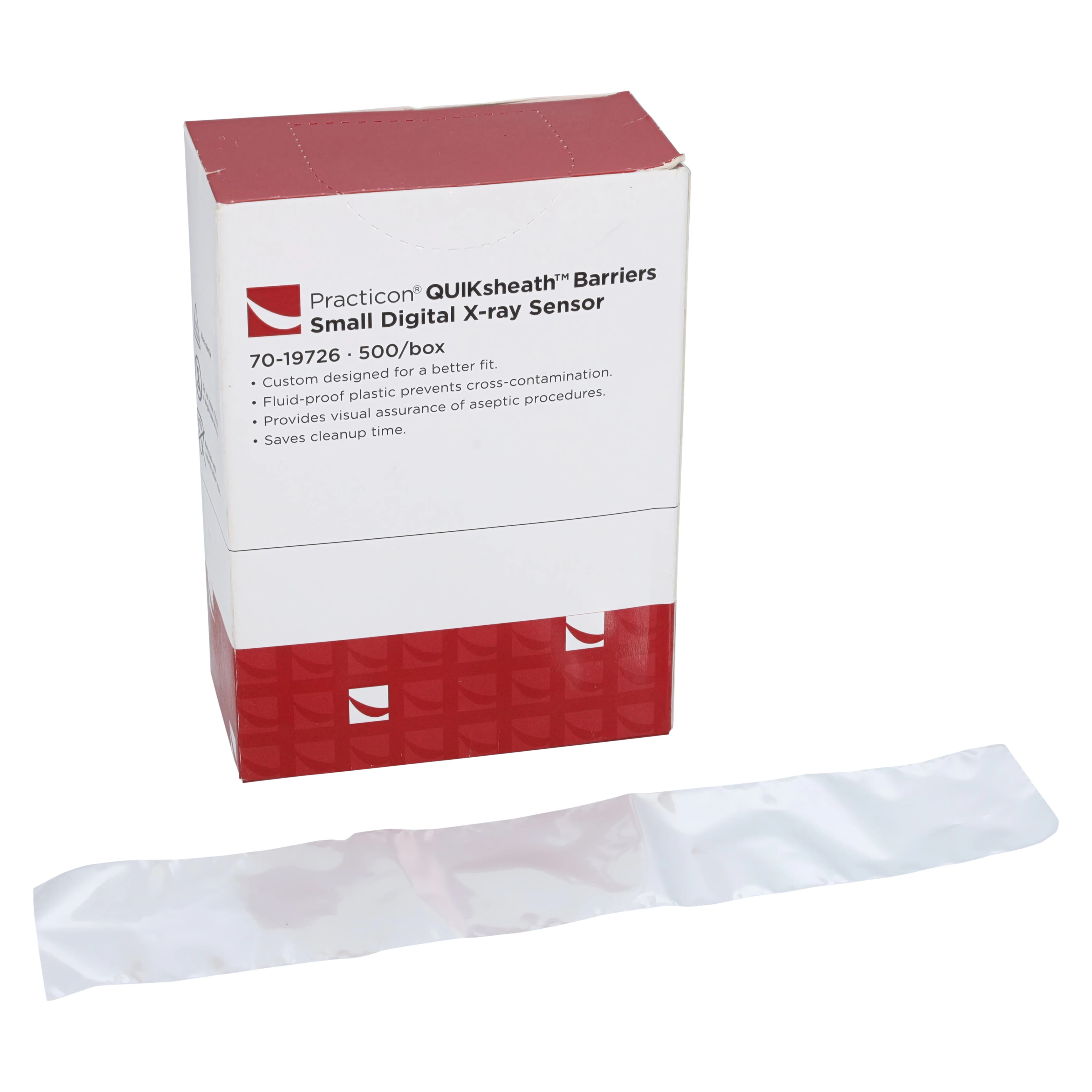 QUIKsheath™ Small Digital X-ray Sensor Covers, Clear Plastic, 8" Long, Fits Sensors up to 1-3/8" Wide, 500/Box - QUIKsheath™ Small Digital X-ray Sensor Covers 500/Box - Image 1