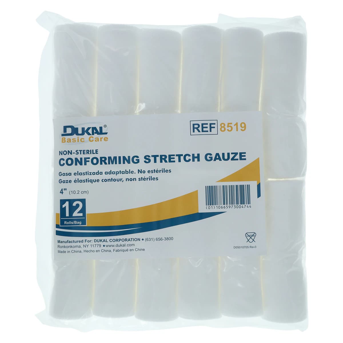 Dukal Conforming Bandage Gauze, Stretch, Basic, Non-Sterile, 4" x 3.6 yds, 96/Case - Bandage Confrm Strch Basic NS - Image 1