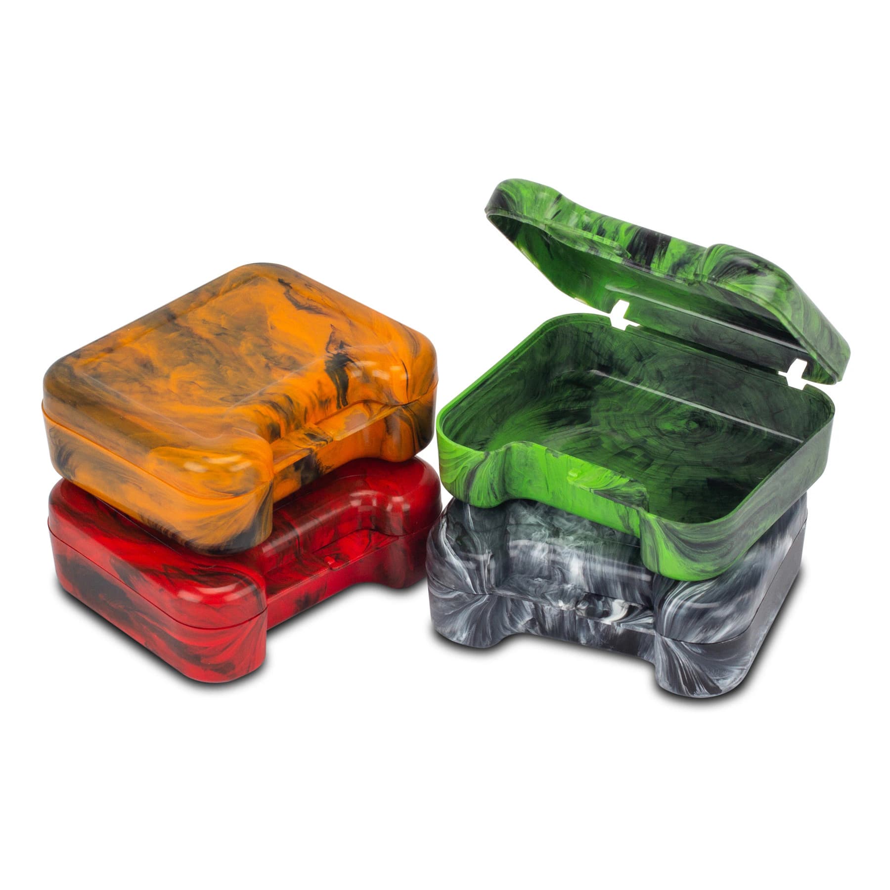 Practicon Monster Retainer Cases, Assorted Swirl Colors, Vented, 24/Pack, 7145315 - Monster Retainer Cases 24/Pack - Image 1