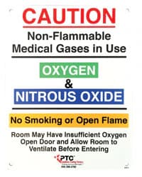 Medical Gas Warning Sign, 10" x 7" Plastic, Pre-Drilled Mounting Holes, MGWS - Medical Gas Warning Sign - Image 1