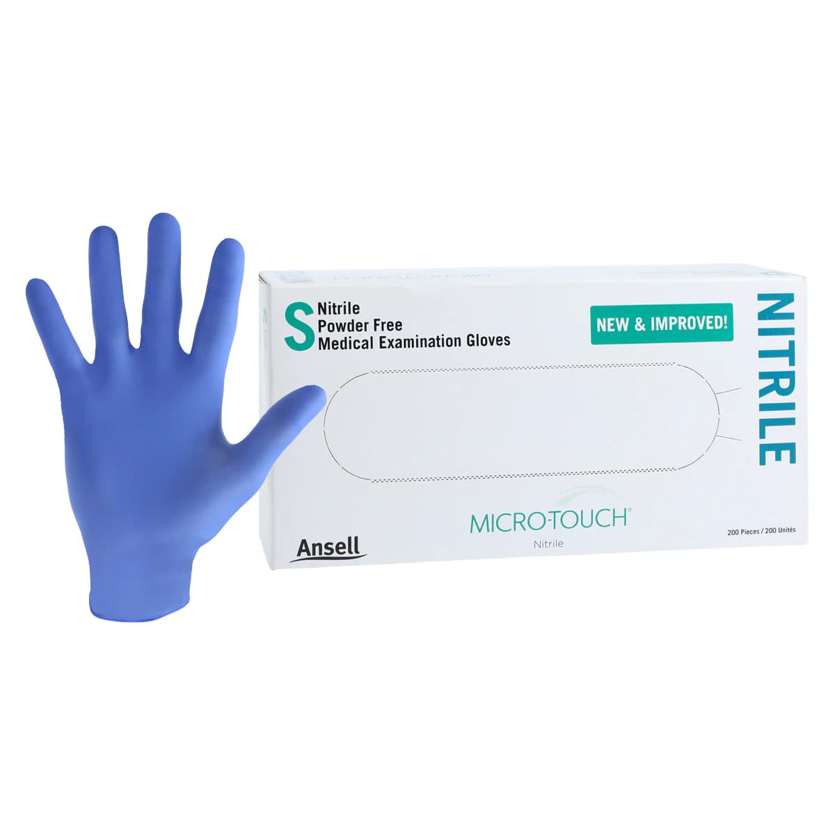 Micro-Touch Nitrile Exam Gloves, Powder-Free, Non-Sterile, Small, Blue, 200/Box, 6034301 - Micro-Touch Nitrile Gloves, Powder-Free, Small, 200/Box, 6034301 - Image 1