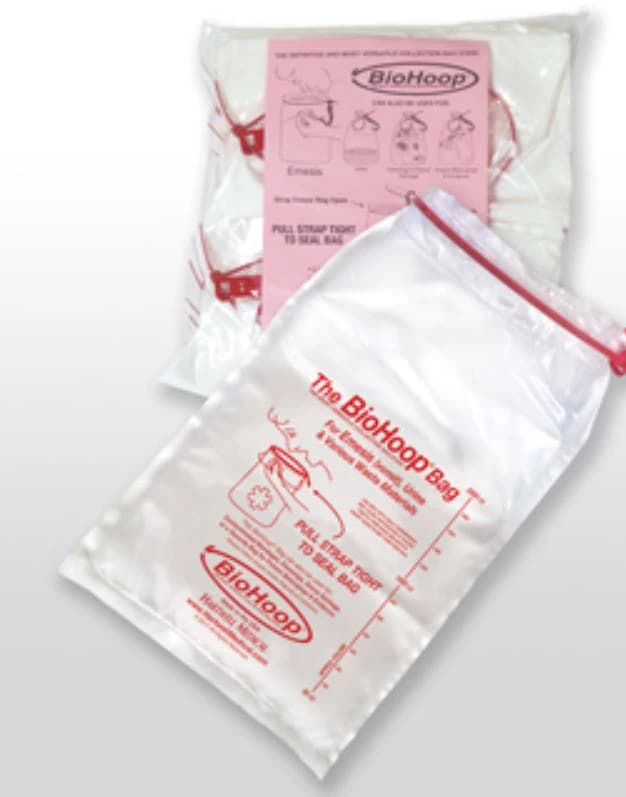 BioHoop Emesis/Collection Bag, 2000cc, 1.5mil, 8x13-3/4", Clear, Cinchable Strap, Polypropylene, Graduations, Non-Sterile, Disposable, 40/Case - Biohoop 2000cc Emesis Bag - Image 1