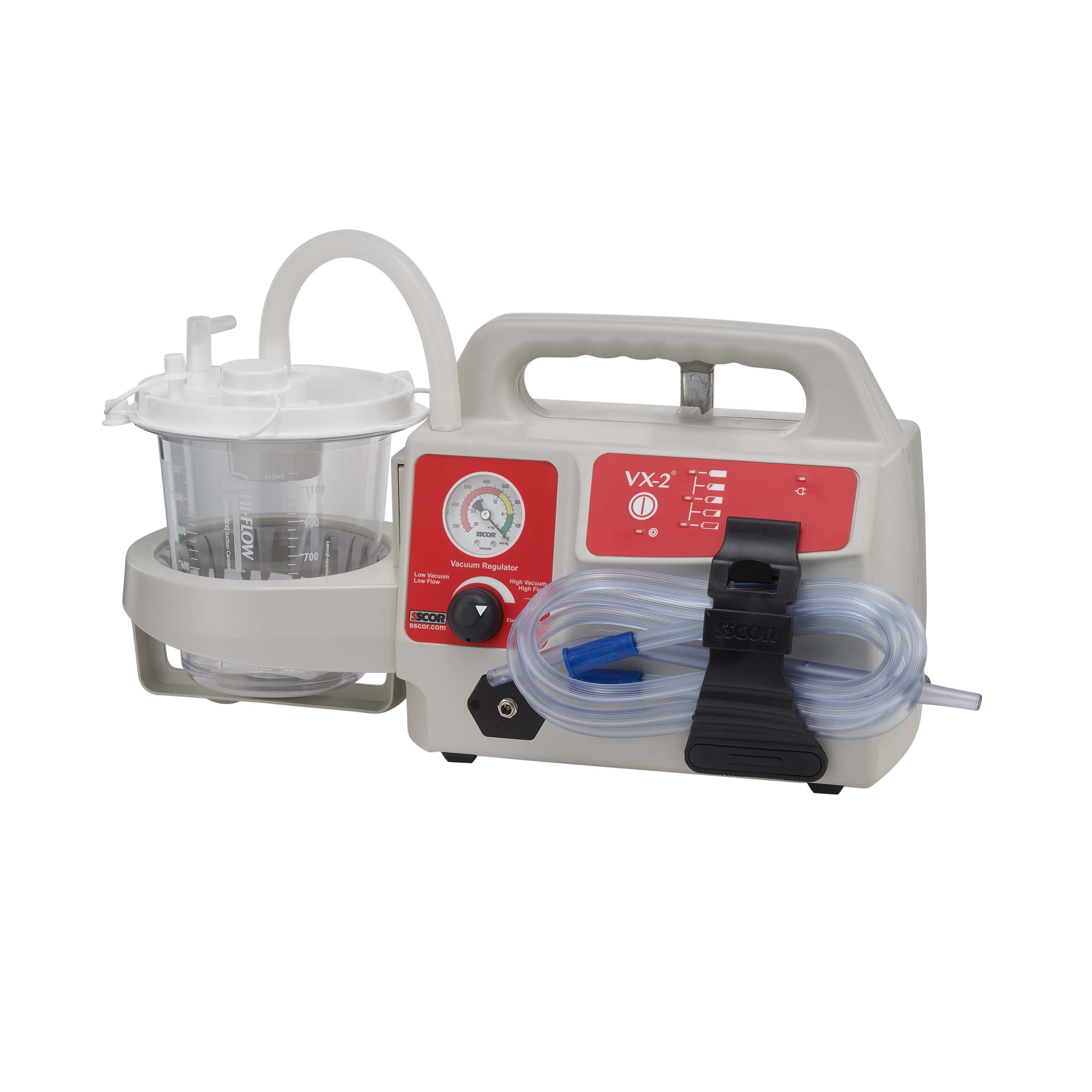 SSCOR VX-2 Suction Unit with Charging/Retention Bracket, Canister, 2m Patient Tube, Catheter, and Quickstart Guide - VX-2 Suction Unit W/ Bracket - Image 1