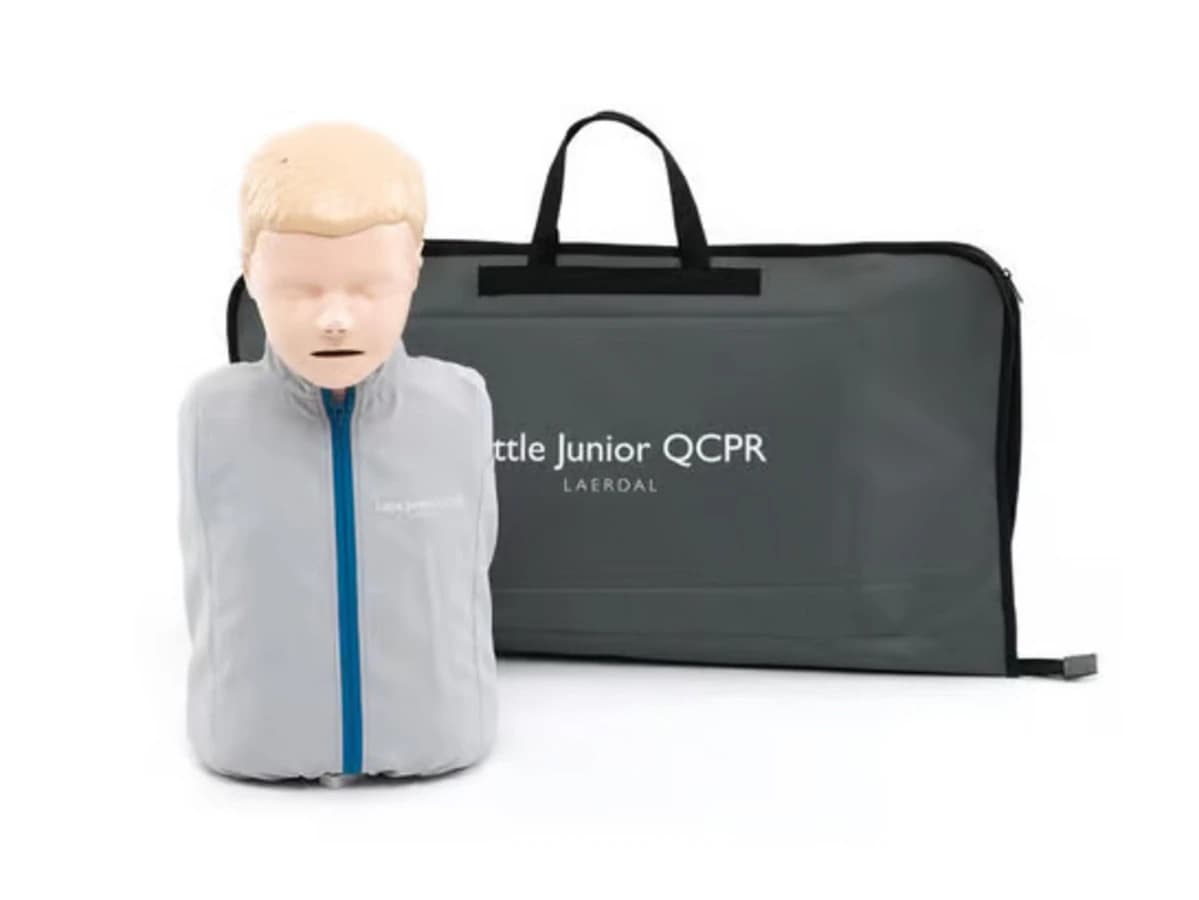 Laerdal Little Junior QCPR Manikin Kit with 2 Faces, 2 Airways, Wipes, Jacket, and Carrying Case - Little Jr QCPR - Image 1