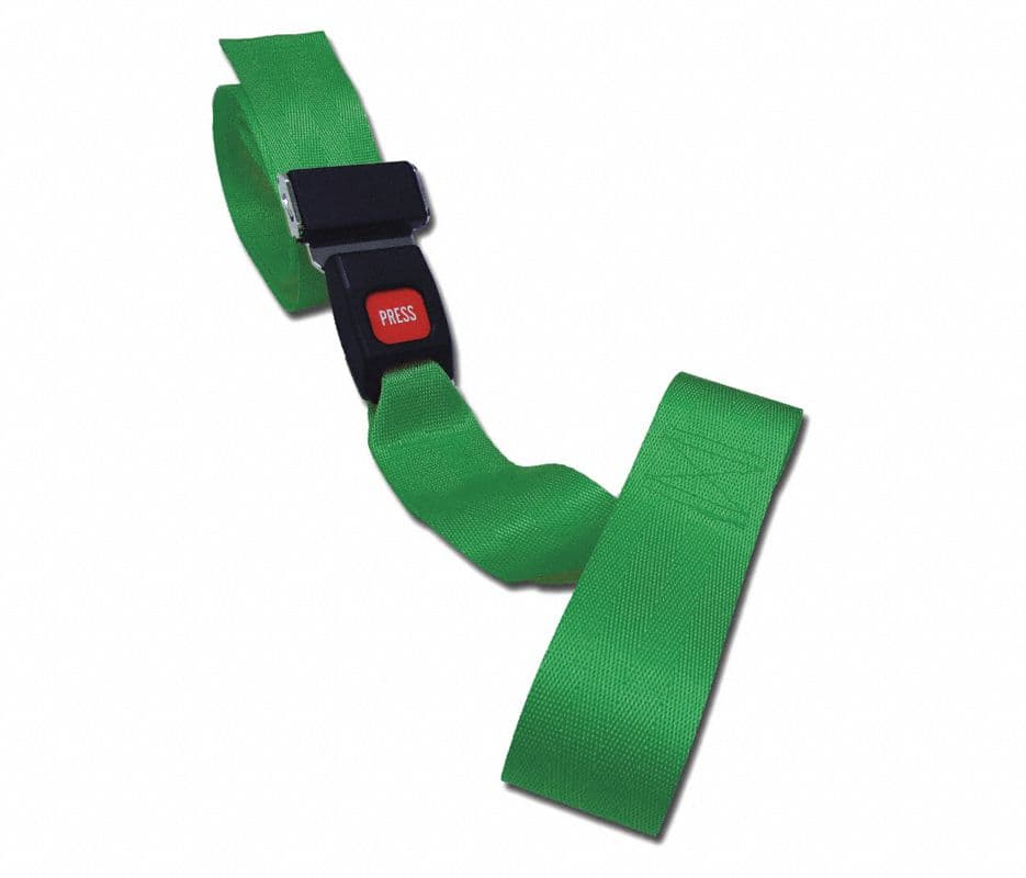 Nylon Restraint Strap, 2-Piece, Metal Push Button Buckle, Loop Lock Ends, 9 ft, Green, Each - Nylon MPB Loops 9' 2pc GR - Image 1