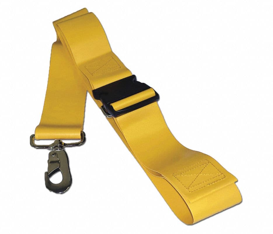 Vinyl Patient Safety Restraint Strap, 2-Piece, Plastic Buckle, Metal Swivel Speed Clips, 5 ft, Yellow, Dick Medical Supply - Vinyl PSR SSC 5' 2 pc YL - Image 1