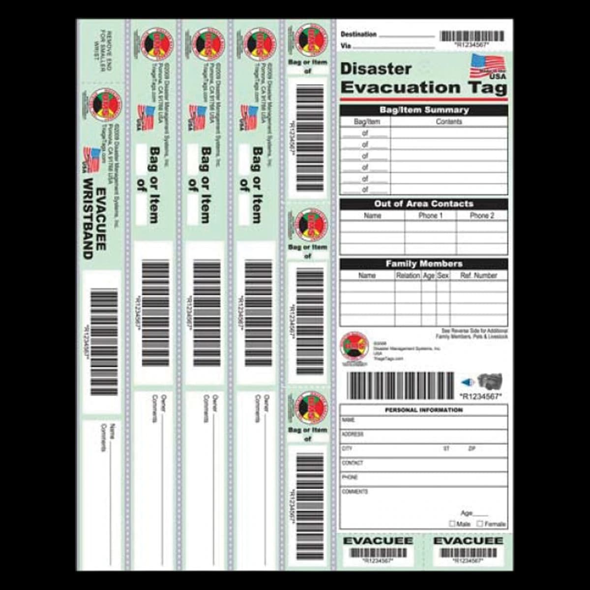 Disaster Evacuation Triage Tag - Disaster Evacuation Tag - Image 1