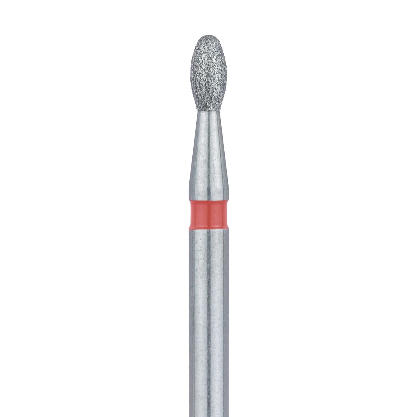 Meisinger 833F-014-FG Fine Diamond Bur, Egg/Football Shape, Friction Grip, 1.4 mm Head, 2.8 mm Working Length, Red Ring, 5/Pack - Meisinger Diamonds 833F-014-FG Fine 5/Pk - Image 1