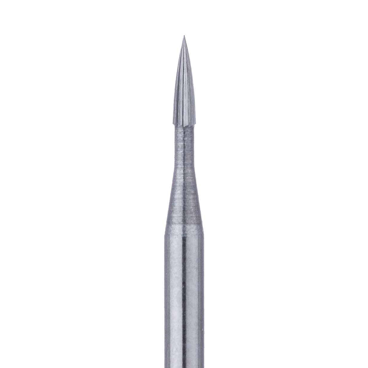 Meisinger Trimming & Finishing Tungsten Carbide Bur, FG, Flame Shape, 8-12 Flute, 0.9 mm Diameter, #7901, 5/Pkg, HM246-009-FG - Trimming and Finishing Tungsten Carbide Burs – FG, 8-12 Blade, 5/Pkg - US #7901, 0.9 mm Diameter - Image 1