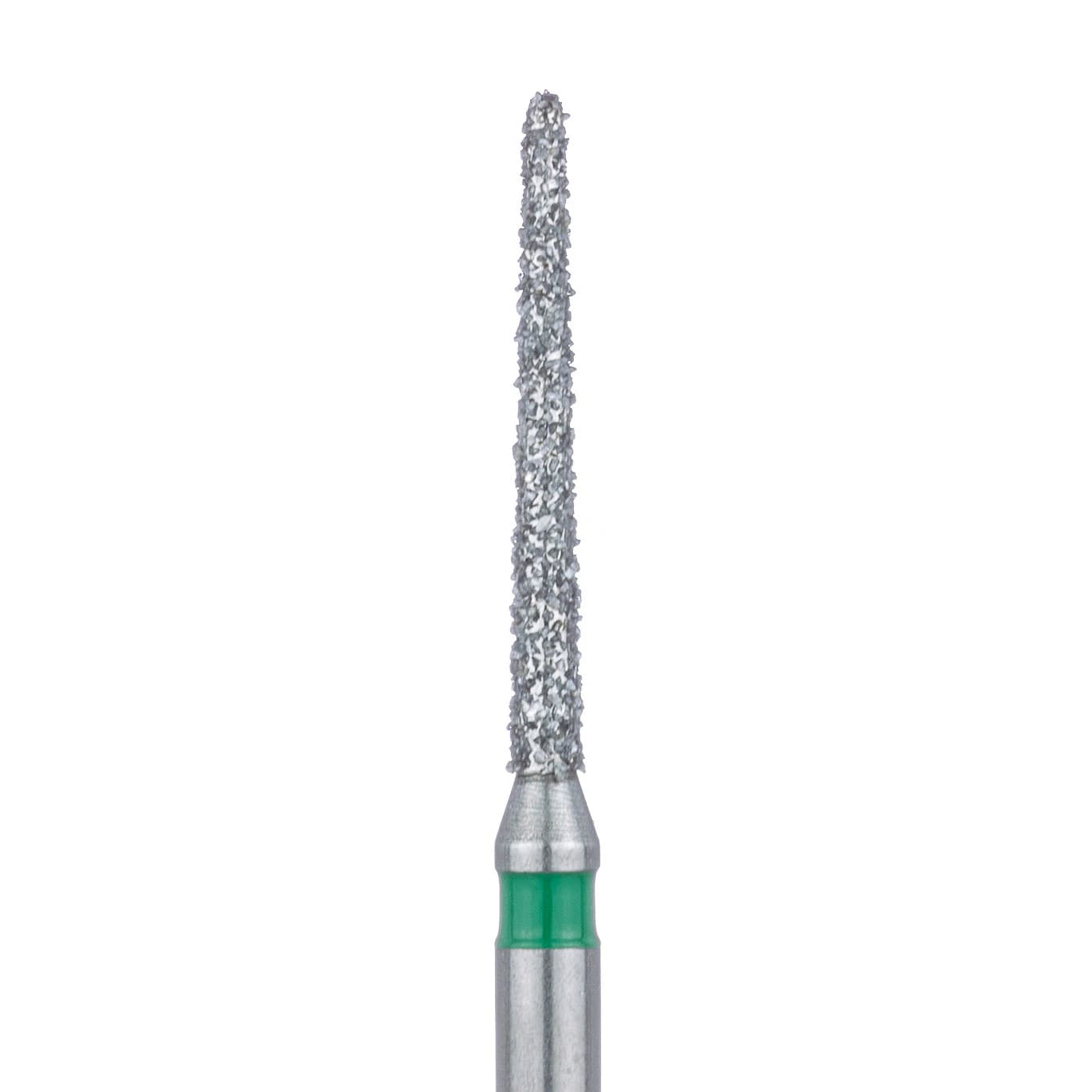 Meisinger 852G-012 FG Coarse Diamond Bur, Round End Taper, 1.2 mm Head, 10 mm Working Length, Green Ring, Multi-Use, 5/Pack - Meisinger Diamonds FG Coarse 852G-012 5Pk - Image 1