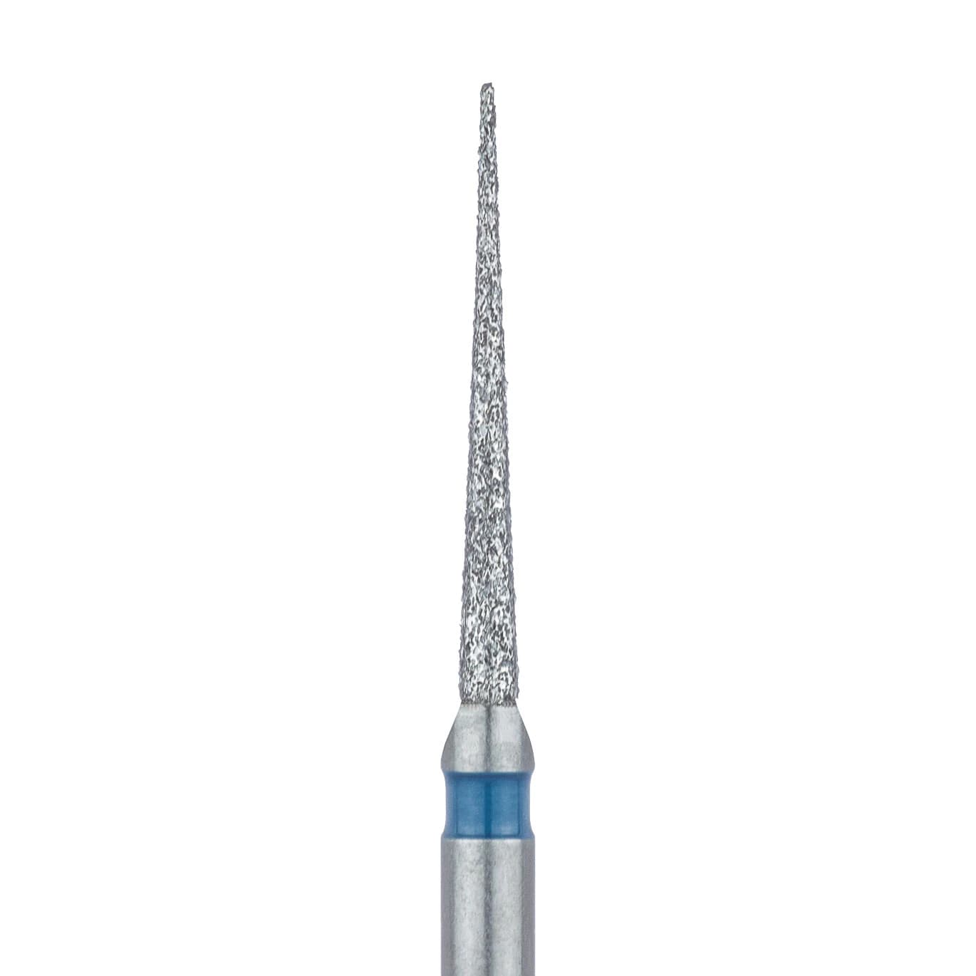 Meisinger FG Diamond Bur #859-010-FG, Medium Grit, Needle Shape, 1.0 mm Head Diameter, 10.0 mm Working Length, Blue Ring, 5/Pkg - Diamond Instruments – FG, Medium, Blue, Needle, Point End - 859-010-FG, 1.0 mm Head Diameter, 10.0 mm Head Length, 5/Pkg - Image 1
