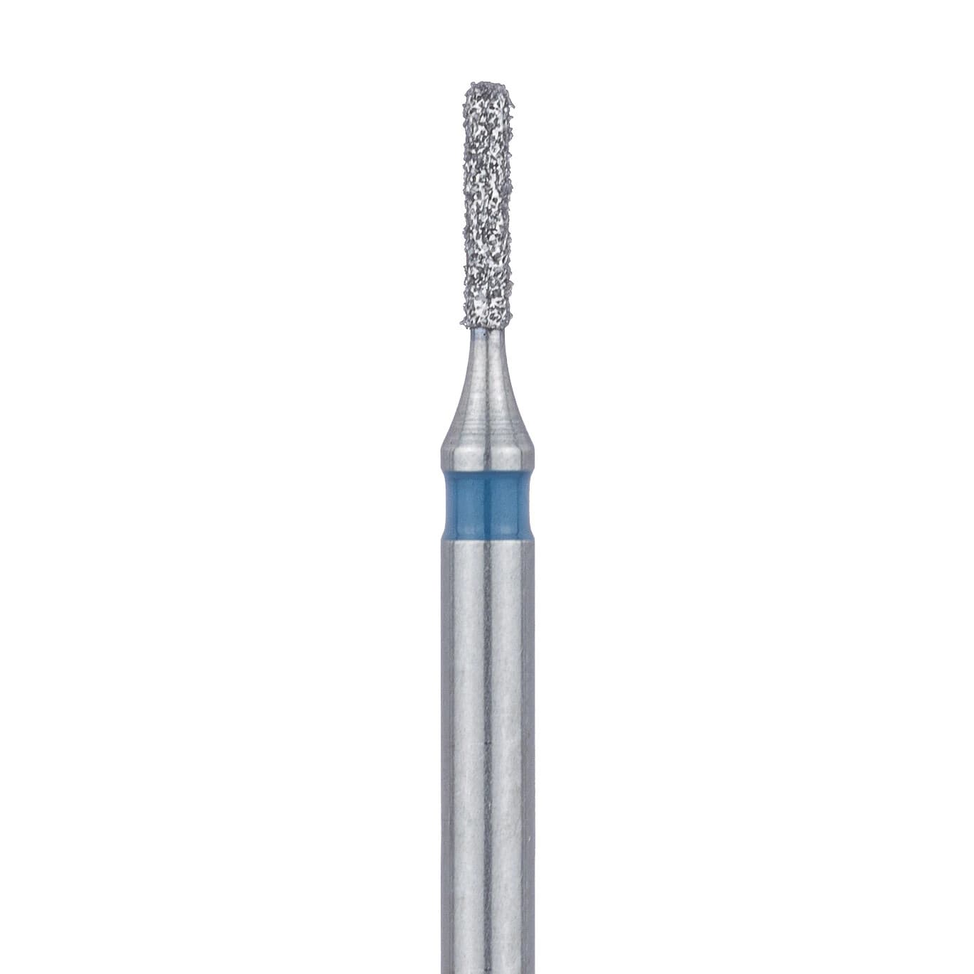 Meisinger 838-008-FG Medium Diamond Bur, Round End Cylinder, Friction Grip, 0.8 mm Head Diameter, 4.0 mm Head Length, Blue Ring, 5/Pack - Meisinger Diamond, FG, Medium, Blue, Cylinder, 838-008, Pkg/5 - Image 1