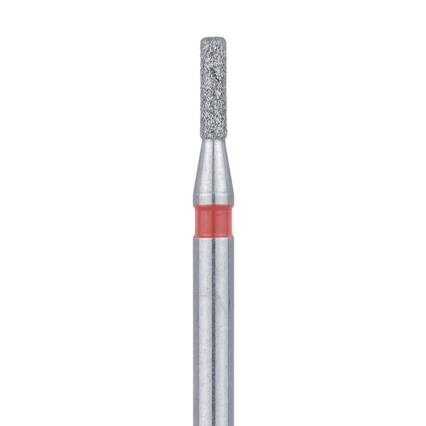 Meisinger 840F-010-FG Fine Diamond Bur, Round-Edge Cylinder, Friction Grip, 1.0 mm Head Diameter, 4.0 mm Head Length, Red Ring, 5/Pk - Meisinger Diamonds 840F-010-FG Fine 5/Pk - Image 1