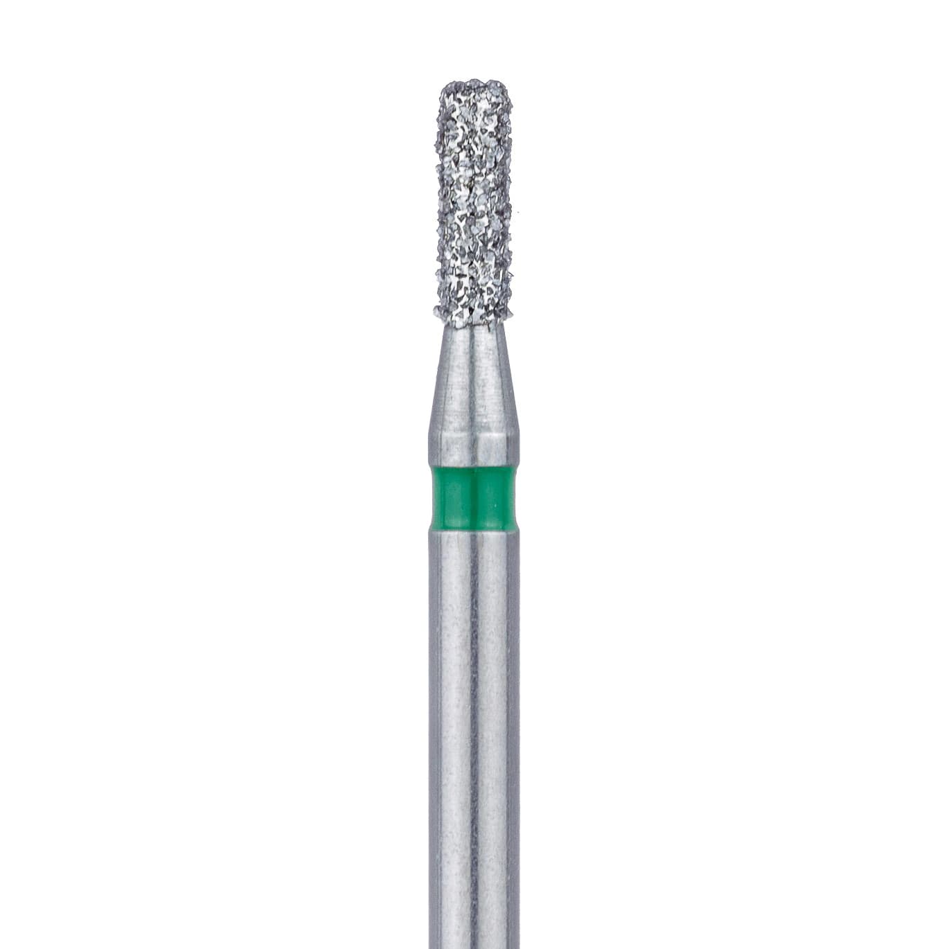Meisinger 840G-014-FG Coarse Diamond Bur, Round Edge Cylinder, Friction Grip, 1.4 mm Diameter, 4.0 mm Working Length, Green Ring, 5/Pack - Meisinger Diamonds 840G-014-FG Coarse 5/Pk - Image 1
