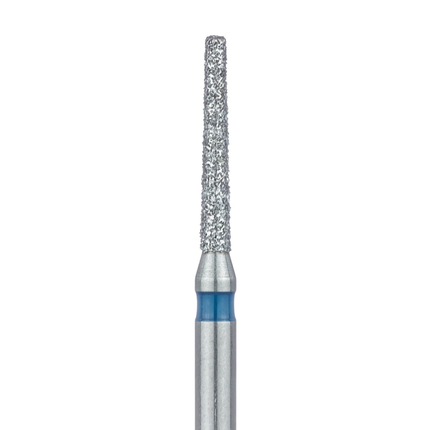 Meisinger 847-012-FG Medium Diamond Bur, Flat End Tapered, Friction Grip, 1.2 mm Head Diameter, 8 mm Working Length, Blue Ring, 5/Pack - Meisinger Diamonds 847-012-FG Medium 5/Pk - Image 1