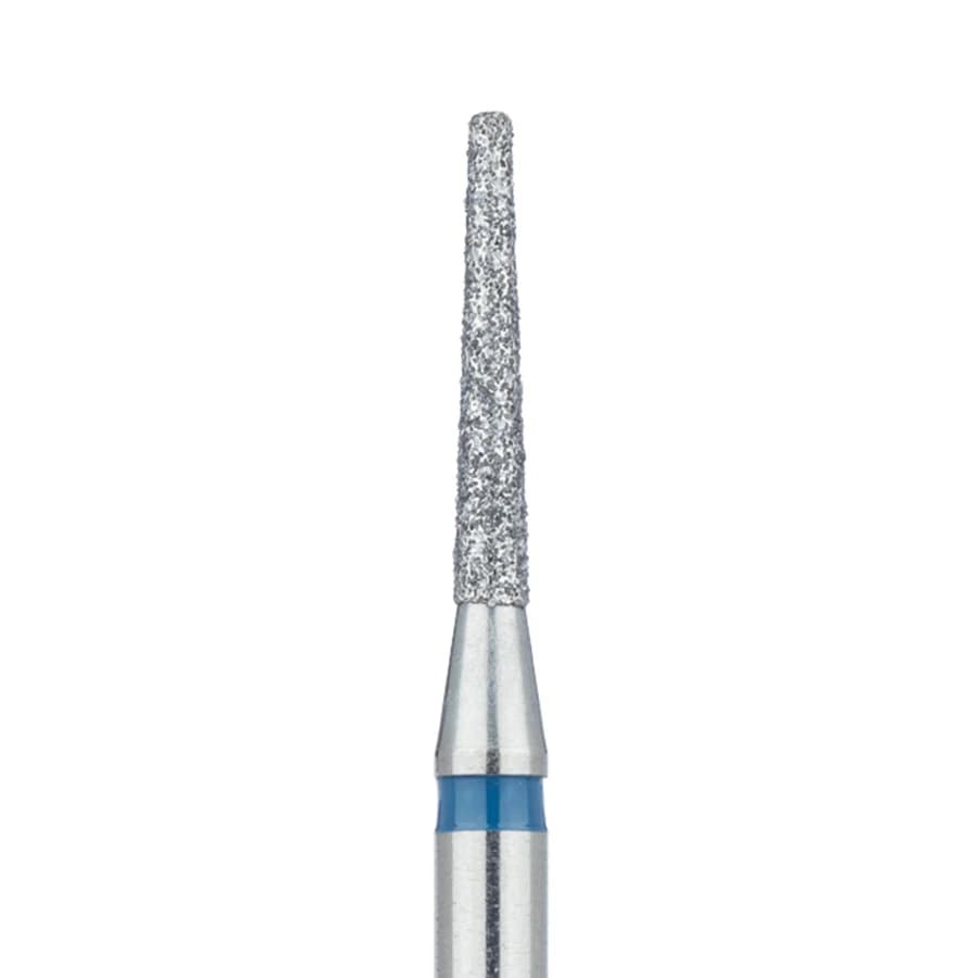 Meisinger Diamond Bur 848-016-HP, Medium Grit, Blue Ring, Flat End Tapered, 1.6 mm Diameter, 10 mm Head Length, Handpiece (HP), Pack of 5 - Meisinger Diamond, HP, Medium, Blue, Tapered, 848-016, Pkg/5 - Image 1