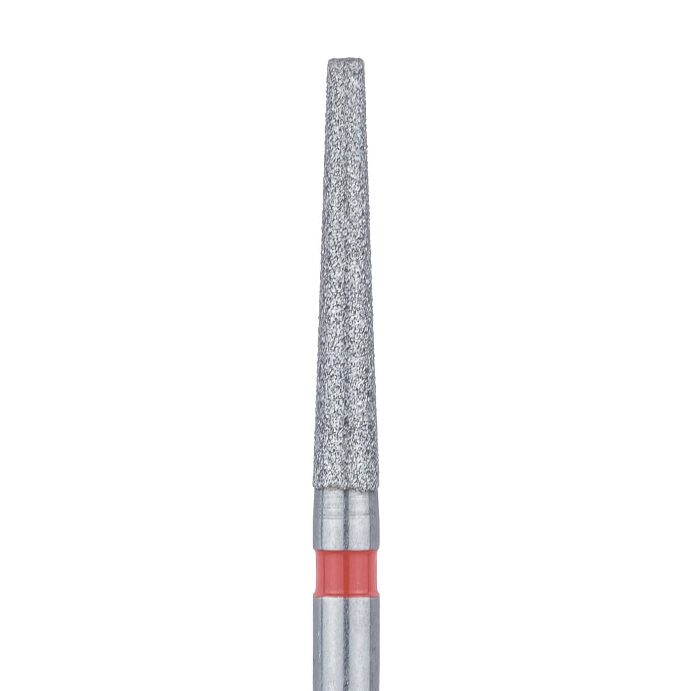 Meisinger 848F-016-FG Fine Diamond Bur, Flat End Taper, Friction Grip, 1.6 mm Head Diameter, 10 mm Working Length, Red Ring, 5/Pkg - Diamond Instruments – FG, Fine, Red, Cone, Flat End, 5/Pkg - 848F-016-FG, 1.6 mm Head Diameter, 10.0 mm Head Length - Image 1
