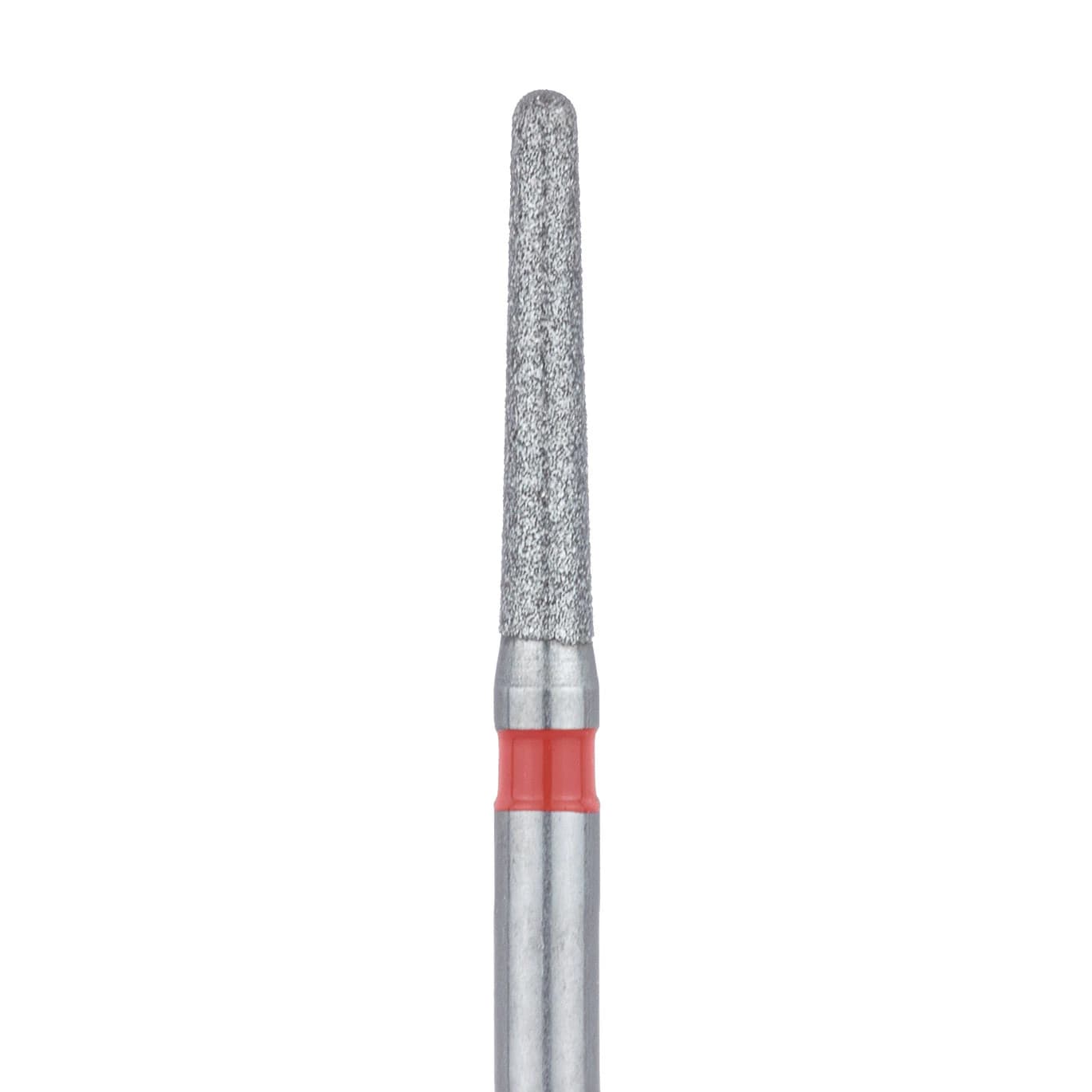 Meisinger 850F-014-FG Fine Diamond Bur, Round End Tapered (Chamfer), Friction Grip, 1.4 mm Head Diameter, 8.0 mm Working Length, Red Ring, 5/Pkg - Diamond Instruments – FG, Fine, Red, Cone, Round End, 5/Pkg - 850F-014-FG, 1.4 mm Head Diameter, 8.0 mm Head Length - Image 1