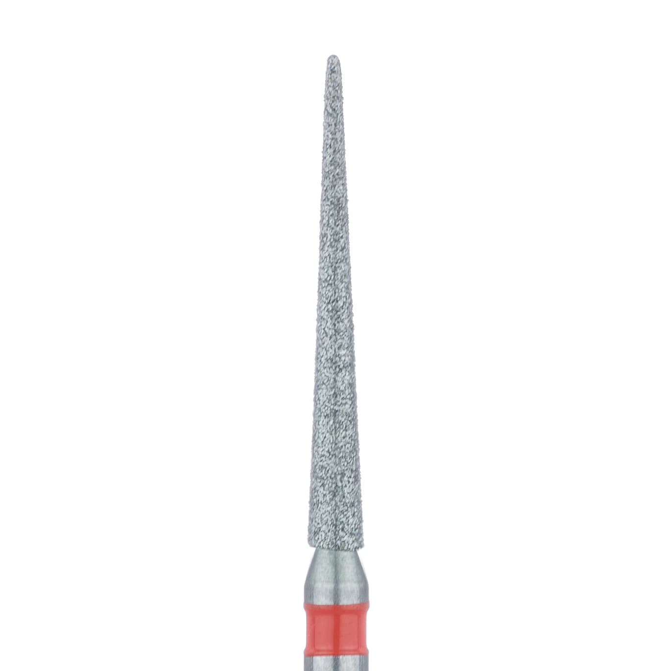 Meisinger 859LF-014 FG Fine Diamond Bur, Long Shank, Needle Shape, Red Ring, 1.4 mm, Pack of 5 - Meisinger Diamond, FG, Long Shank, Fine, Red, Needle, 859LF-014, Pkg/5 - Image 1