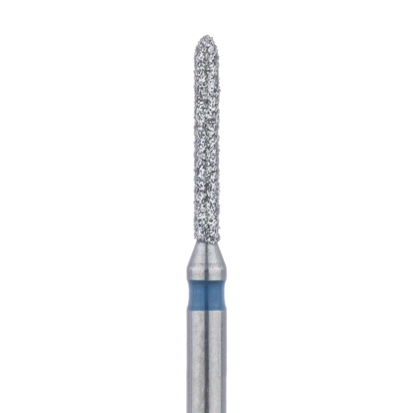 Meisinger 868-010-FG Diamond Bur, FG, Medium Grit, Blue Ring, Torpedo/Cylinder with Bevel End, 1.0 mm Head Diameter, 8.0 mm Head Length, 5/Pkg - Diamond Instruments – FG, Medium, Blue, Cylinder, Bevel End, 5/Pkg - 868-010-FG, 1.0 mm Head Diameter, 8.0 mm Head Length - Image 1