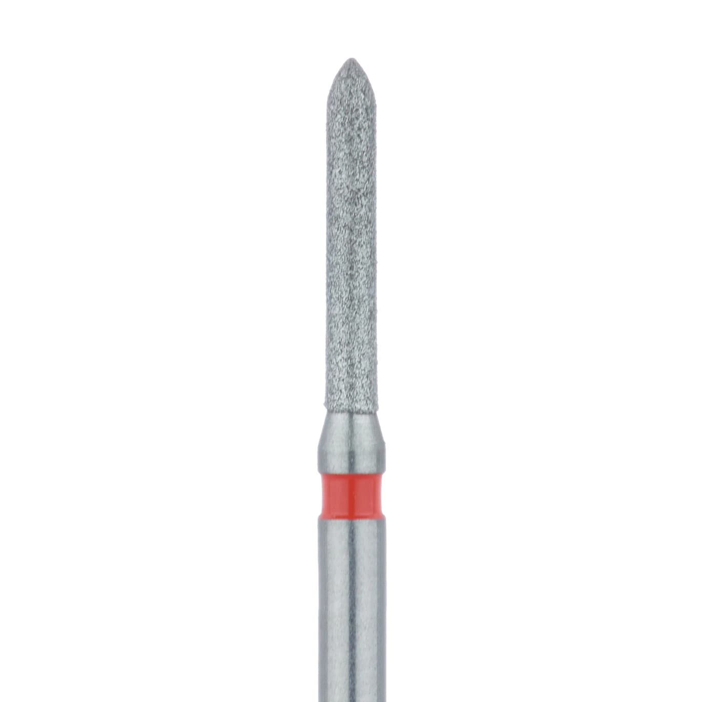 Meisinger 868F-012-FG Fine Grit Diamond Bur, Torpedo/Cylinder, Bevel End, Friction Grip, 1.2 mm Head Diameter, 8.0 mm Head Length, 5/Pkg - Diamond Instruments – FG, Fine, Red, Cylinder, Bevel End, 5/Pkg - 868F-012-FG, 1.2 mm Head Diameter, 8.0 mm Head Length - Image 1