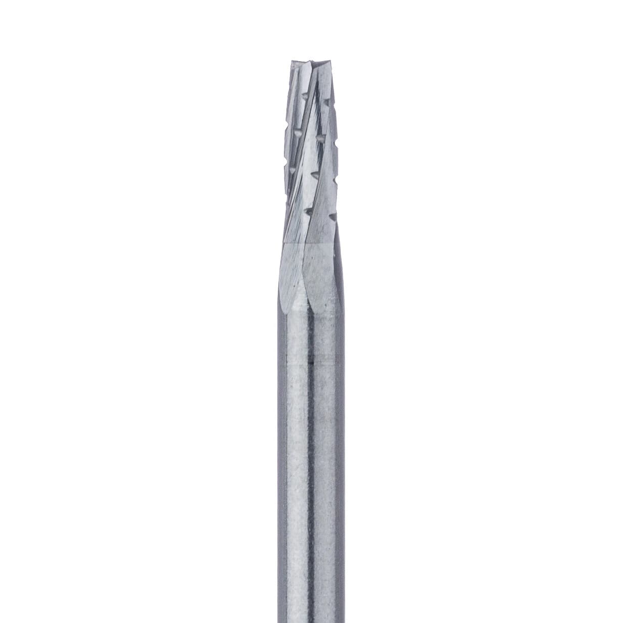 Meisinger Tungsten Carbide Bur HM33-016-FG, #702 Tapered Fissure Cross Cut, Friction Grip, 1.6 mm Diameter, 5/Pkg - Tungsten Carbide Burs – HM 33 Tapered Fissure Cross Cut FG, 5/Pkg - Size #702, 1.6 mm Diameter - Image 1