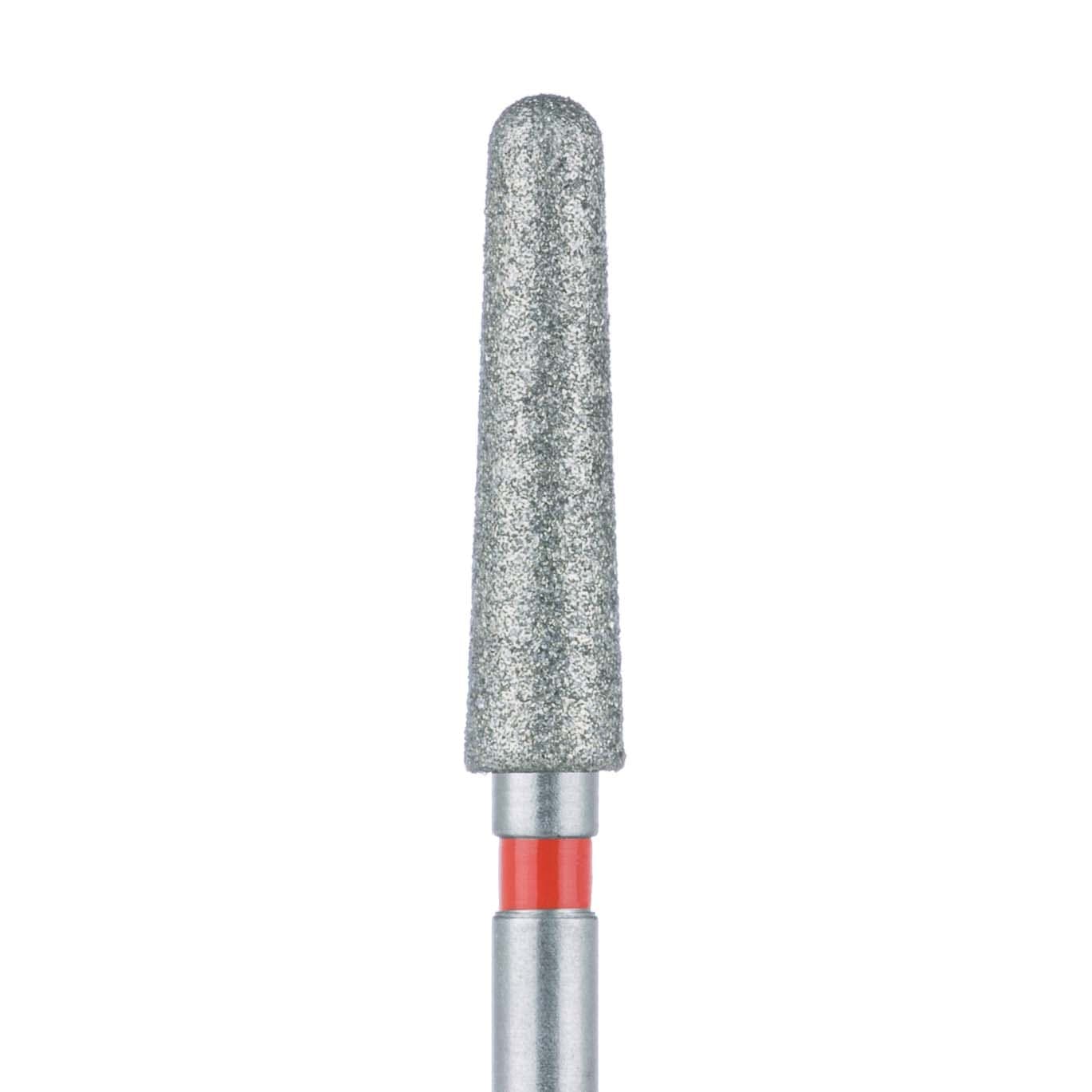 Meisinger 852Z3-024-FG Diamond Bur for Zirconium Oxide, Round End Taper, Fine Grit, Red Ring, 2.4 mm Head Diameter, 10 mm Head Length, Friction Grip, 5/Pack - Diamond Burs for Zirconium Oxide – FG, Round End Taper, 5/Pkg - Fine Grit, Red, # 852, 2.4 mm Head Diameter, 10 mm Head Length - Image 1