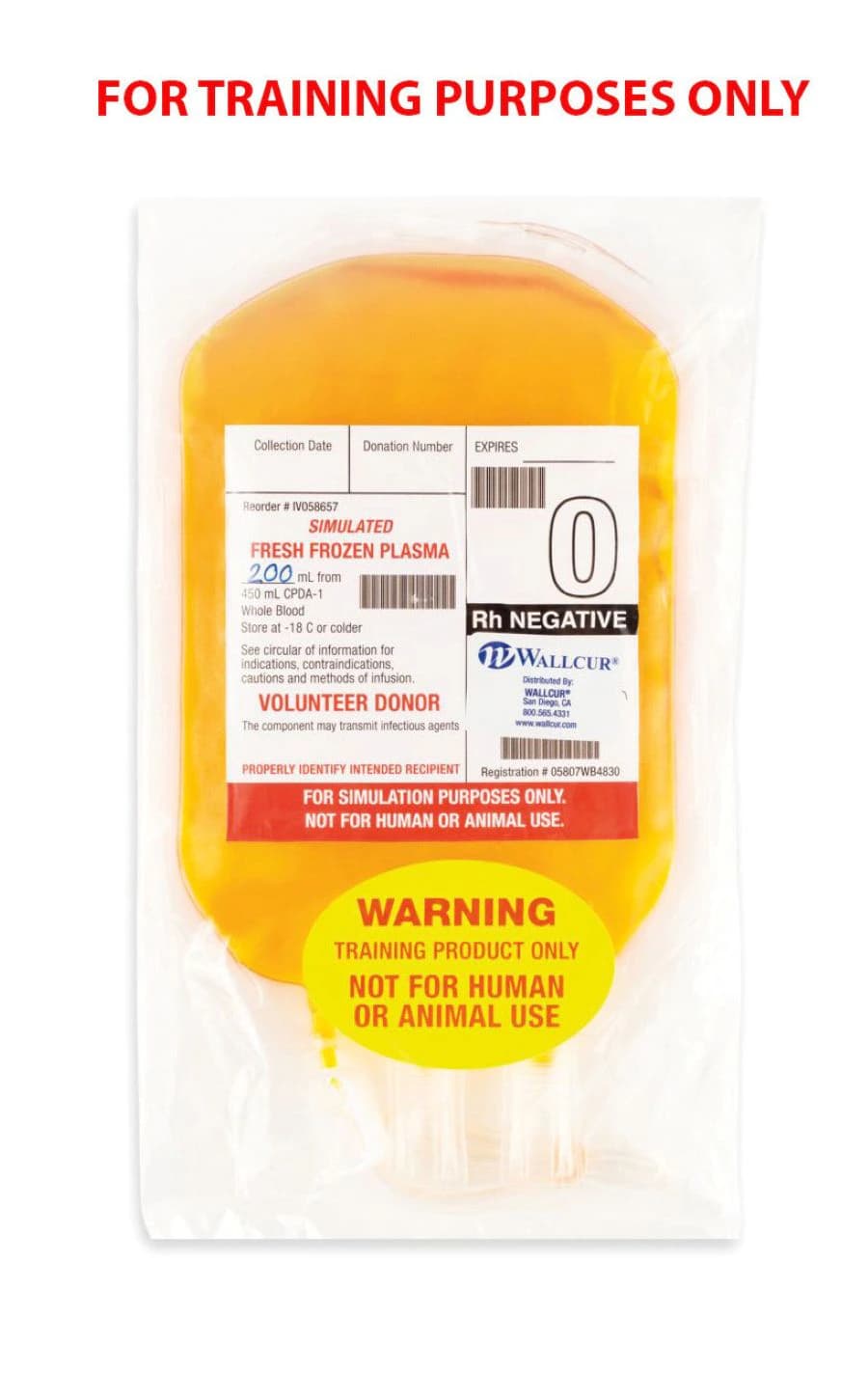 Practi-Fresh Frozen Plasma O-Negative Simulated Medication Bag, 450 mL, Wallcur - Practi-Frozen Plasma - Image 1